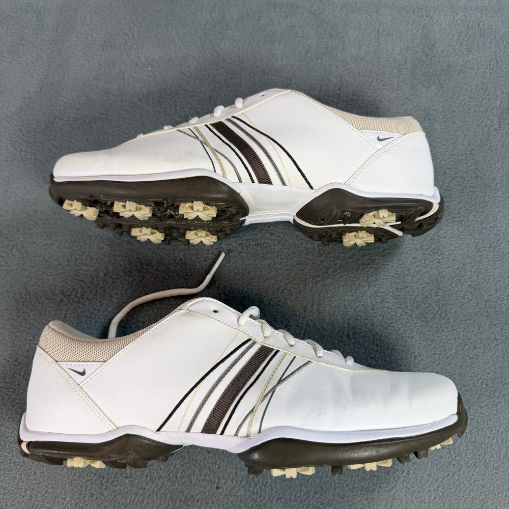 Nike Brassie II White Brown Striped Golf Shoes Womens 8 418355-122